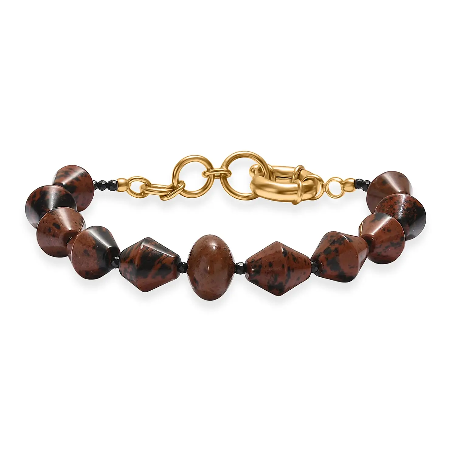 EverTrue Mahagooni Jasper, Thai Black Spinel Bracelet in 18K YG Plated (7.25 In) 65.00 ctw