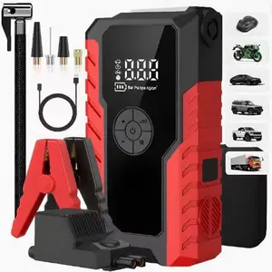 Portable Car Jump Starter with 150PSI Air Compressor, 12V Battery Booster Up to 8.0L Gas/6.0L Diesel, LED Emergency Light & USB Charging，Automotive Tools