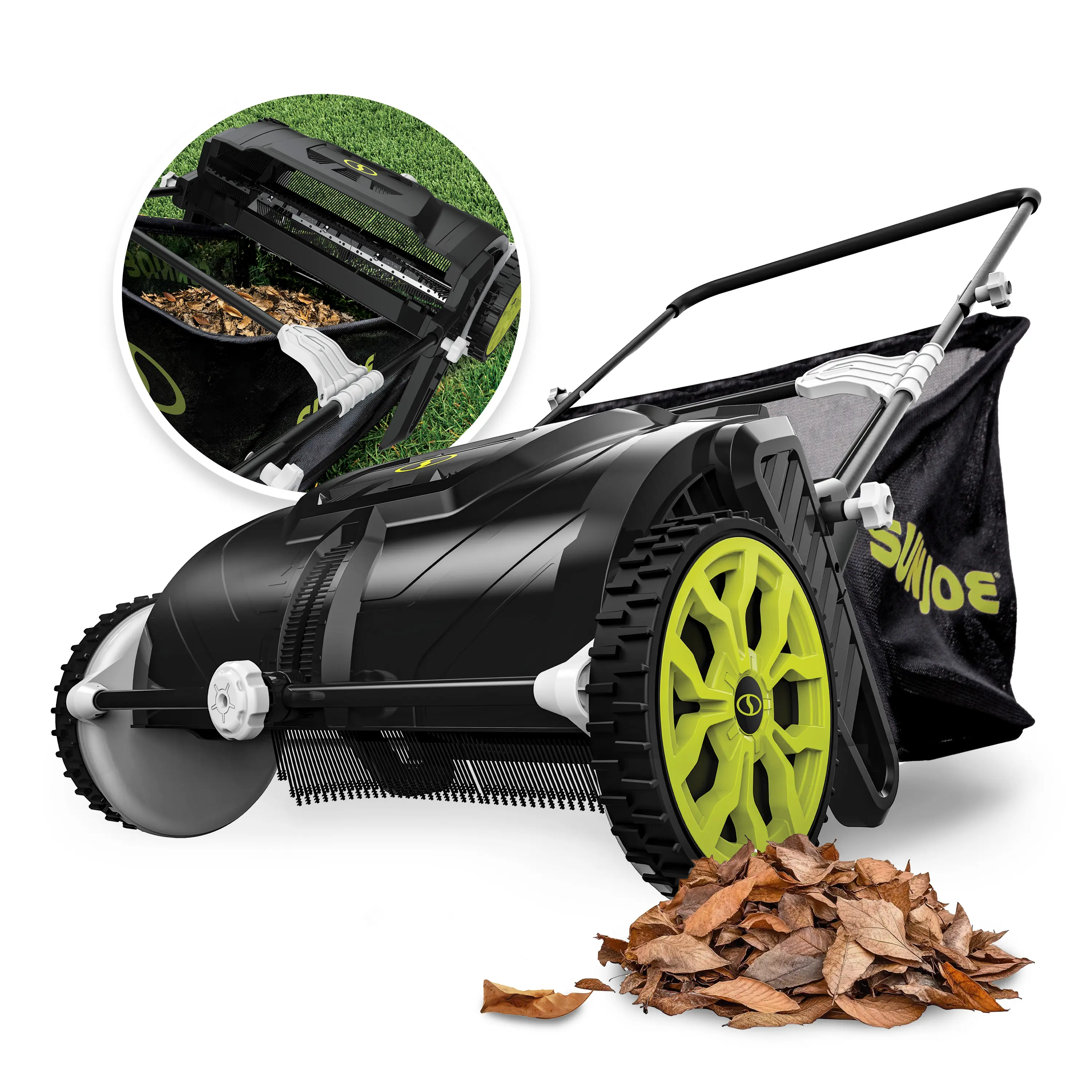Sun Joe Manual Leaf Sweeper Tool, Garden Tools with 22-Gal Collection Bag
