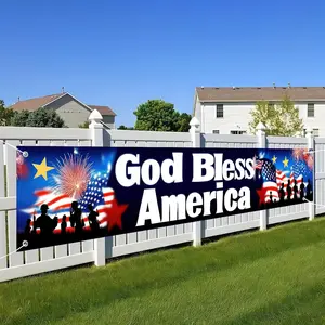God Bless America Banner 118x20 Inches, Perfect for Fourth of July Decor, Outdoor Patriotic Yard Sign, Ideal Hanging Decoration