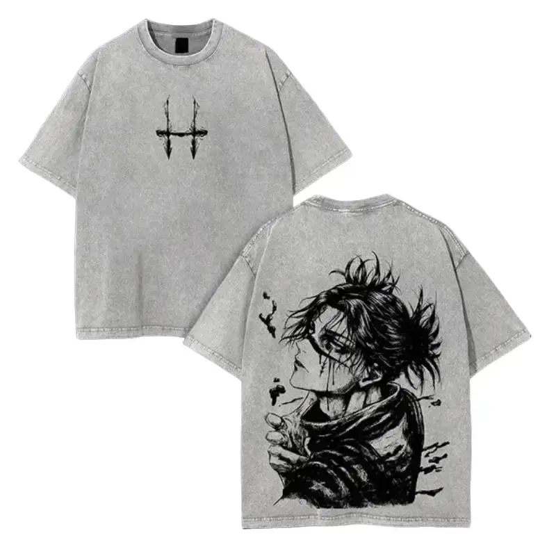 Jujutsu Kaisen Choso T-Shirt for Men, Vintage Washed Cotton Anime Graphic, Soft Breathable Short-Sleeve Crew Neck Streetwear, Tshirt, Top, Shortsleeve