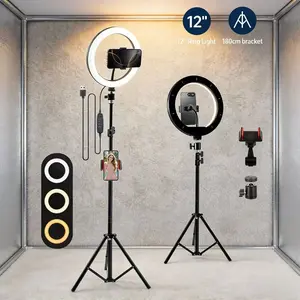 12 inch Portable LED Ring Light with 74" Tripod Stand — 3 Color Adjustable Lighting, Ideal for YouTube, TikTok video production, YouTube, Content Creator, Madeup, vlogging#Easter Gift