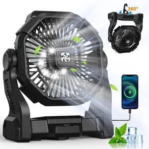 DOVILUXE 25400mAh 3-in-1 Portable Camping Fan: LED Light, Phone Charger, 4-Speed Fan & 360° Rotation - Rechargeable Battery for Camping, Travel & Power Outages!