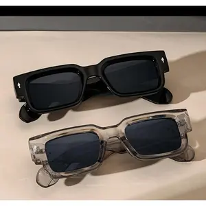 2-Pack Retro Square Sunglasses for Men & Women – Black & Transparent Frames, UV400 Protection, Y2K Trendy Style for Summer Beach, Travel & Streetwear