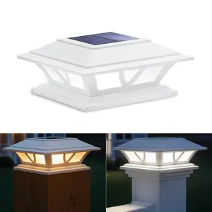 Siedinlar Solar Post Cap Lights Outdoor, Waterproof 2 Modes Warm/Cool White LED, Fits 4x4 5x5 6x6 Wood/Vinyl Posts for Fence, Deck, Railing, Patio & Backyard Decor, White (1 Pack) outdoorfun