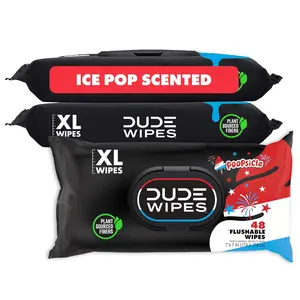 DUDE Wipes Poopsicle Flushable Wipes - Ice Pop Scented Extra-Large Adult Wet Wipes - 6 Pack (288 Count) - Infused with Vitamin E and Aloe - Septic and Sewer Safe