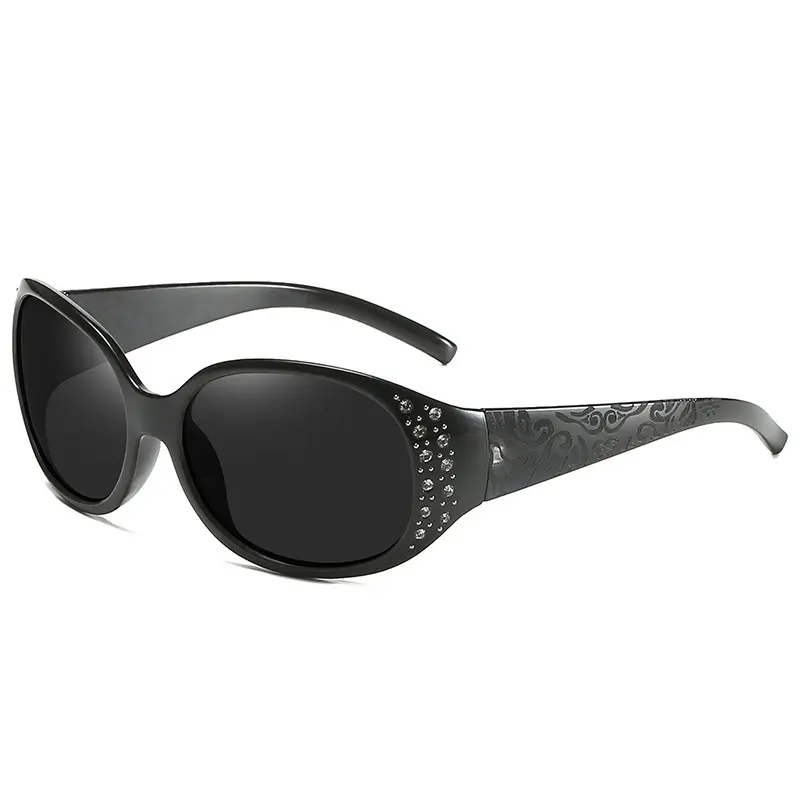 Retro Oval Sunglasses for Women, UV400 Gradient Lens, Sparkling Rhinestone Decor on Temples, Classic Elegant Ladies Sunglasses for Outdoor, Travel, Party and Fashion Matching