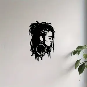 1 Dreadlocks female metal wall artwork - African cultural decoration, rust proof iron sculpture, modern minimalist design, perfect for living rooms and terraces