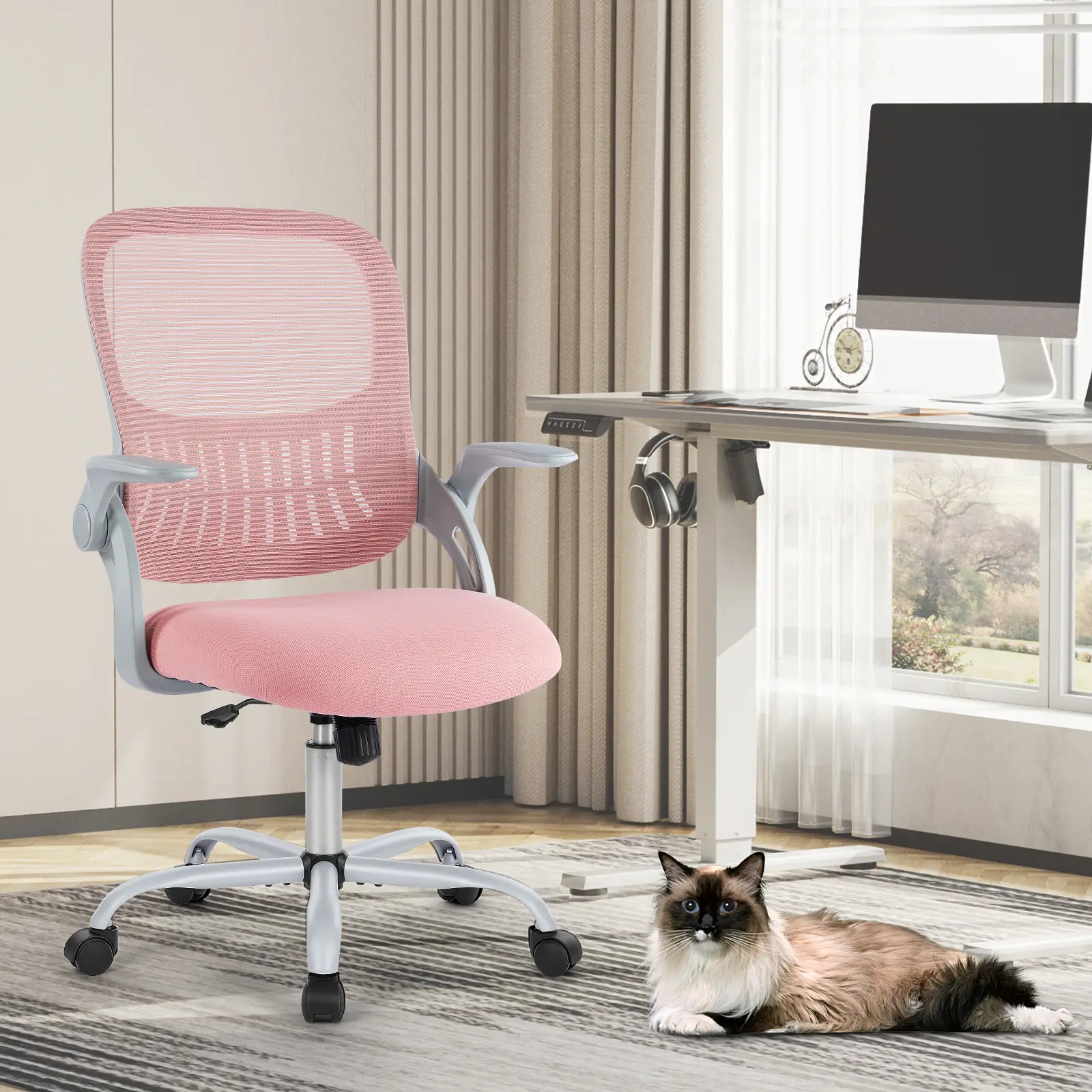 Office Chair, Desk Chair, Ergonomic Home Office Desk Chairs, Computer Chair with Comfortable Armrests, Mid-Back Task