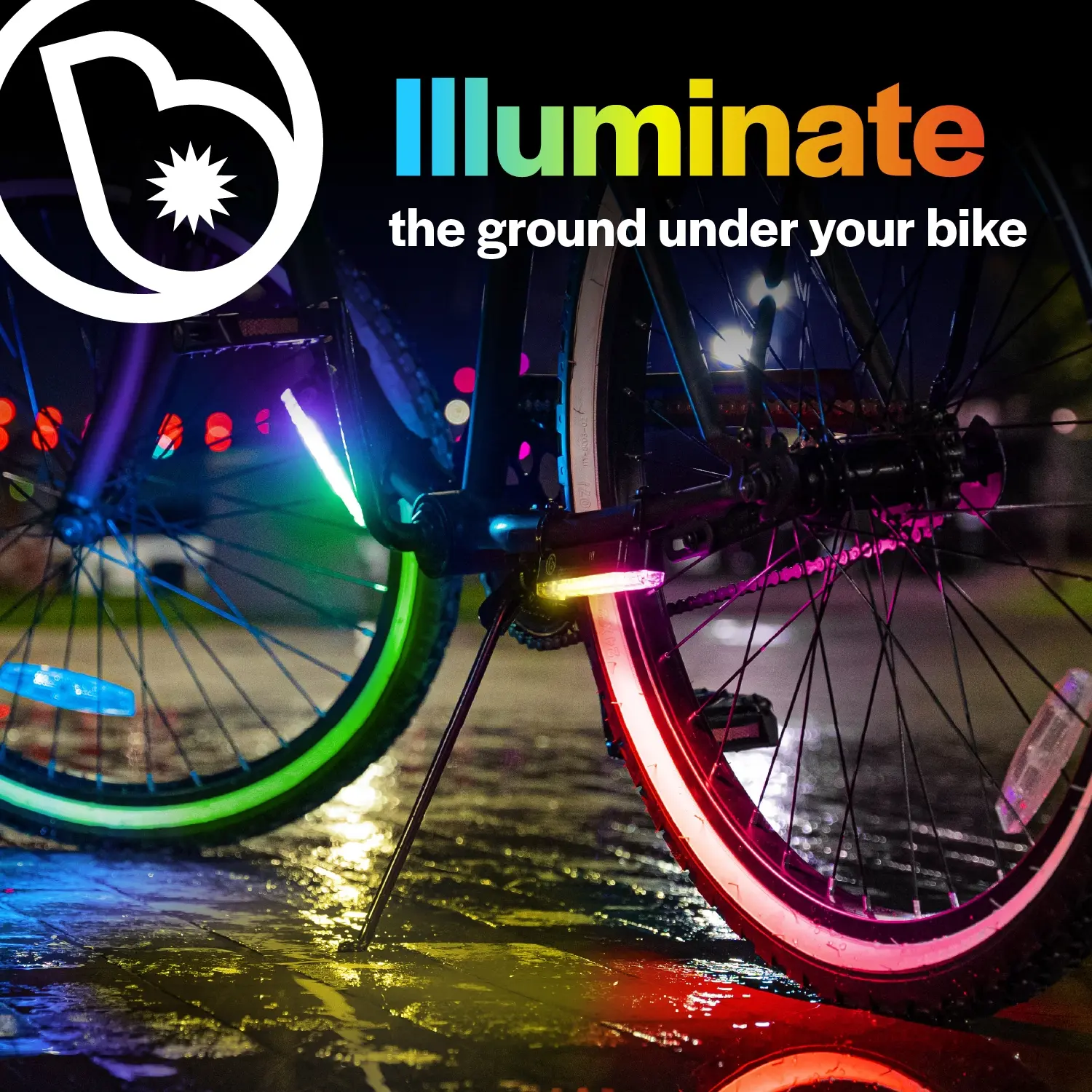 GoBrightz Bike Light LED Underglow Light Kit, Bike Frame Light for Night Riding, Burning Man Accessories, E-Bike Compatible