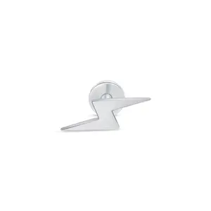 Lightning Bolt Flat Back Stud in Solid 14k White Gold