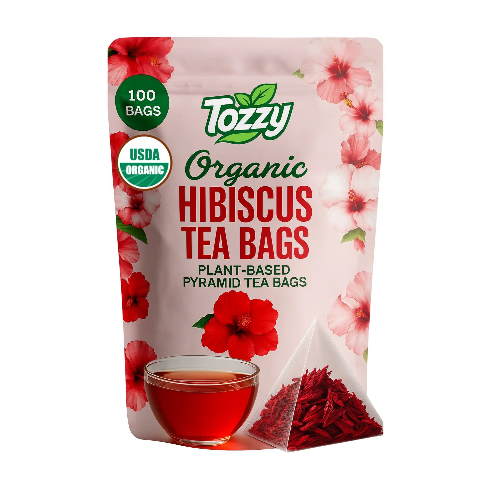 Organic Pressure Balance Tea – Hibiscus | 100 Count Pyramid Tea Bags | Plant-Based, Eco-Conscious, Pure Herbal Ingredients