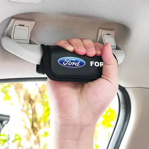 Ford Leather Car Roof Handle Protector Cover, Logo, Durable Easy Clean, Non-Slip Fit, Soft Comfort Grip, Automotive Interior Accessory