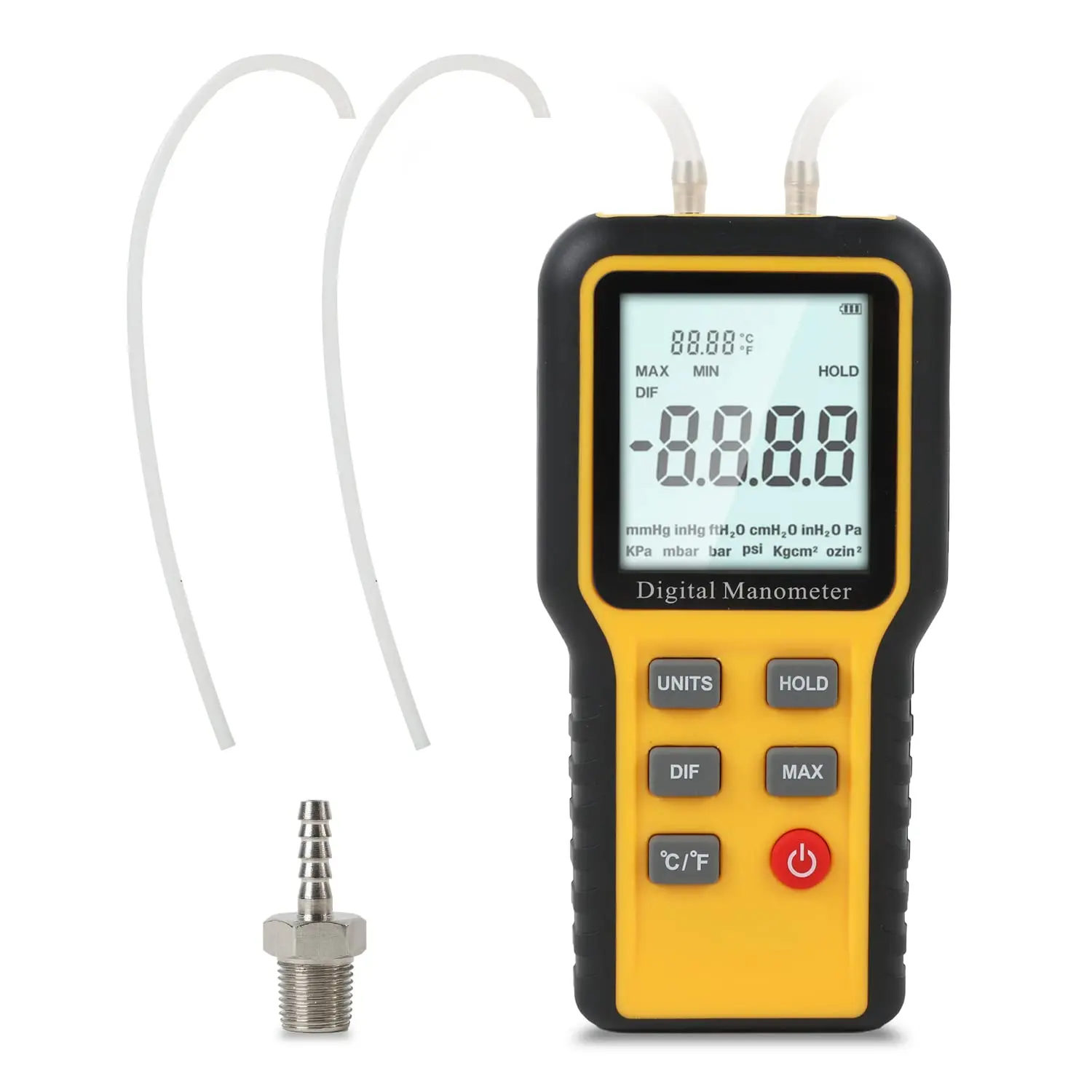 Dual-Port Manometer, Digital Manometer HVAC Gas  Tester Storage & Reminder Function, LP Gas  Tester for Temperature and  Testing