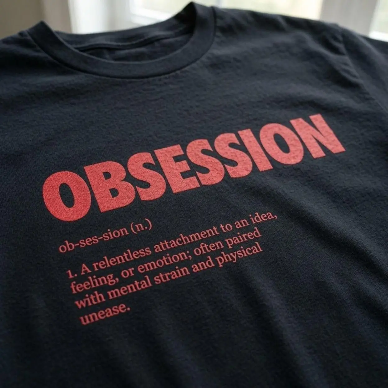 Obsession Definition T-Shirt Dark Aesthetic Graphic Tee Moody Shirt Gift For Her Minimalist Streetwear Unisex Mental Health Tee BSJ