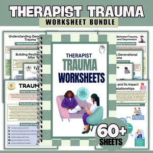Therapist Trauma Workbooks Pack, Includes Guided Trauma Worksheets, Consultation Printouts, Anxiety Worksheets, Cbt Therapy Tools