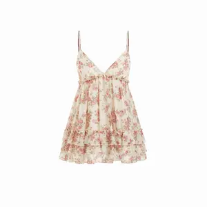 Cider Chiffon Floral V-Neck Ruffled Cami Blouse SwimWeek SummerWins