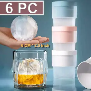 Ice Ball Molds, Set of 6, Slow-Melting Stackable Large Ice Cube Maker, 2.5 Inch big Ice Spheres for Whiskey Cocktails Juice Beverages Bourbon