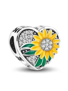 1Pc New Design Sunflower Beaded Charm Beading Making DIY Jewelry Making Kit for Bracelet Creative Craft Material Holiday Gift Pendant Women Birthday Gift Daily Wear Accessories