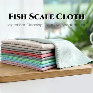 10 Counts Fish Scale Streak-Free&Lint-Free Magic Cleaning Cloth,Durable Miracle Polishing Towels Shiny Wipes,Microfiber Reusable Cleaning Rags for Glass Mirror Window Car，Multipurpose Absorbent Nanoscale Cleaning Cloth, Suitable for Home, Kitchen and Aut