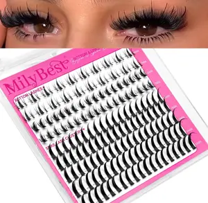 MilyBest Bottom Lash Clusters with Spikes 13-21mm Lash Spikes and 6-7mm Bottom Lashes Wispy Cluster Eyelash Extensions Spiky Lashes Clusters D Curl Eyelash Clusters Manga DIY Individual Eyelashes