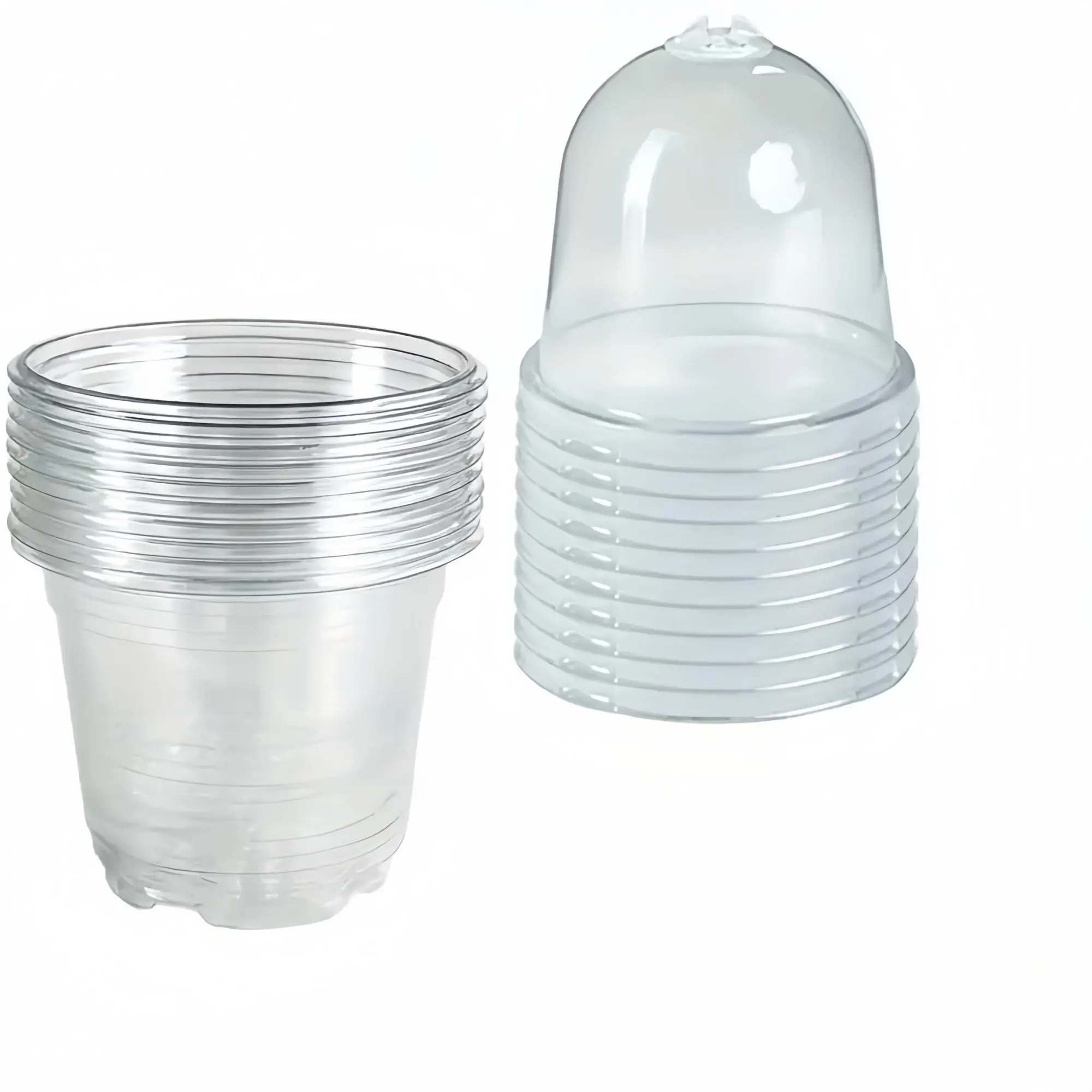 Clear Nursery Pot with Moisture Cover, Durable Transparent Flower Pot Set, Seedling Pots, Garden Nursery Pots, Pot for Plants, Suitable for Seedlings, Cuttings, Transplanting and Planting Flower, Fruit, Vegetable and Herb Seedling