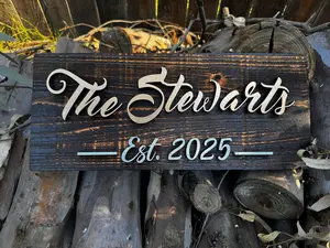 Customized Family Last Name Wood Sign and Established Date