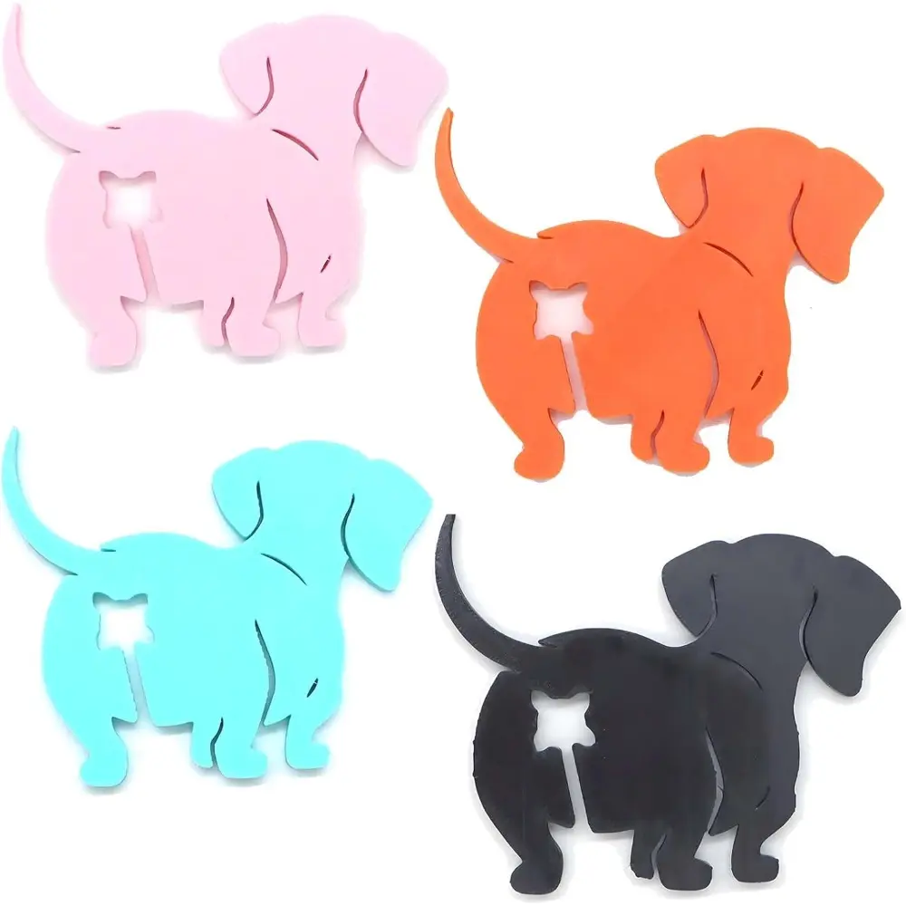 6-Pieces Butt Bread Clip - 3D Printed Reusable Food Bag Clips, Kitchen Gadget, Animal Shaped Sealing Tool for Snacks, Biscuits, and Pet Food - Fun and Practical Kitchen Storage Accessories (Multicolour-Dog)
