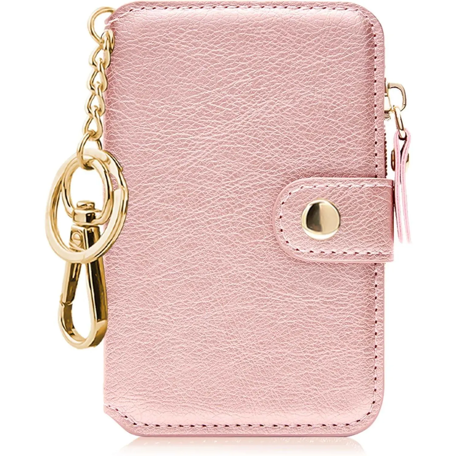 Keychain wallet, Rfid Blocking Credit Card Holder Leather, Zipper Card Case for Women