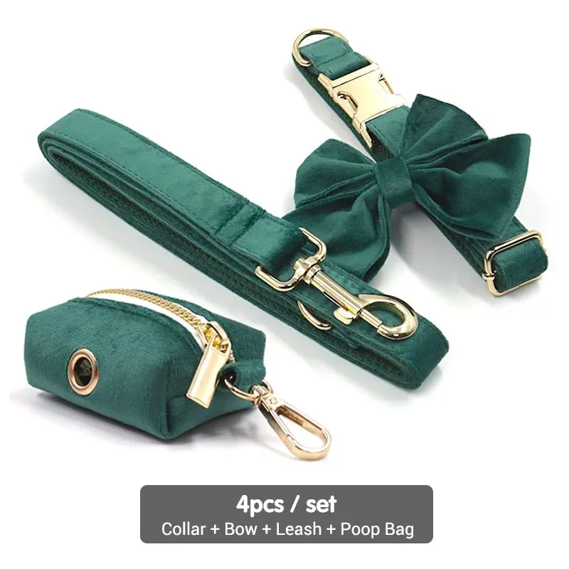 Collar sailor bow leash poop bag
