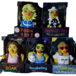 Celebriducks Rubber Ducks Famous Divas. Peckin' 9-5, Queen of Soak Respeck, Break-On-Say, Tail-rr Splash it Off   Phthalate Free BPA Free Lead Free 5.5 inch tall