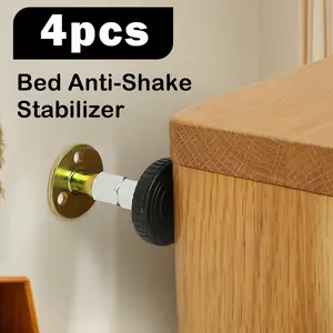 4 Counst Adjustable Threaded Headboard Stoppers Fixer, Wobble-Free Headboard Wall Supports, Headboard Stabilization Kit, Simple DIY Installation