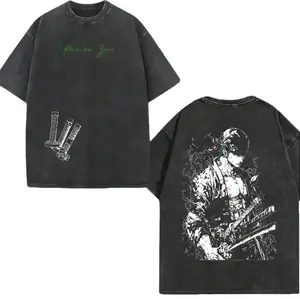 [KM 100%cotton]Roronoa Zoro T-Shirt, One Piecee Anime Tee, Three Sword Style Shirt, Santoryu Graphic Top, Vintage Washed Streetwear, Green Aesthetic Design, Wano Arc Zoro Tee, Oversized Unisex Outfit, Shonen Spirit Collection vintage style top funny