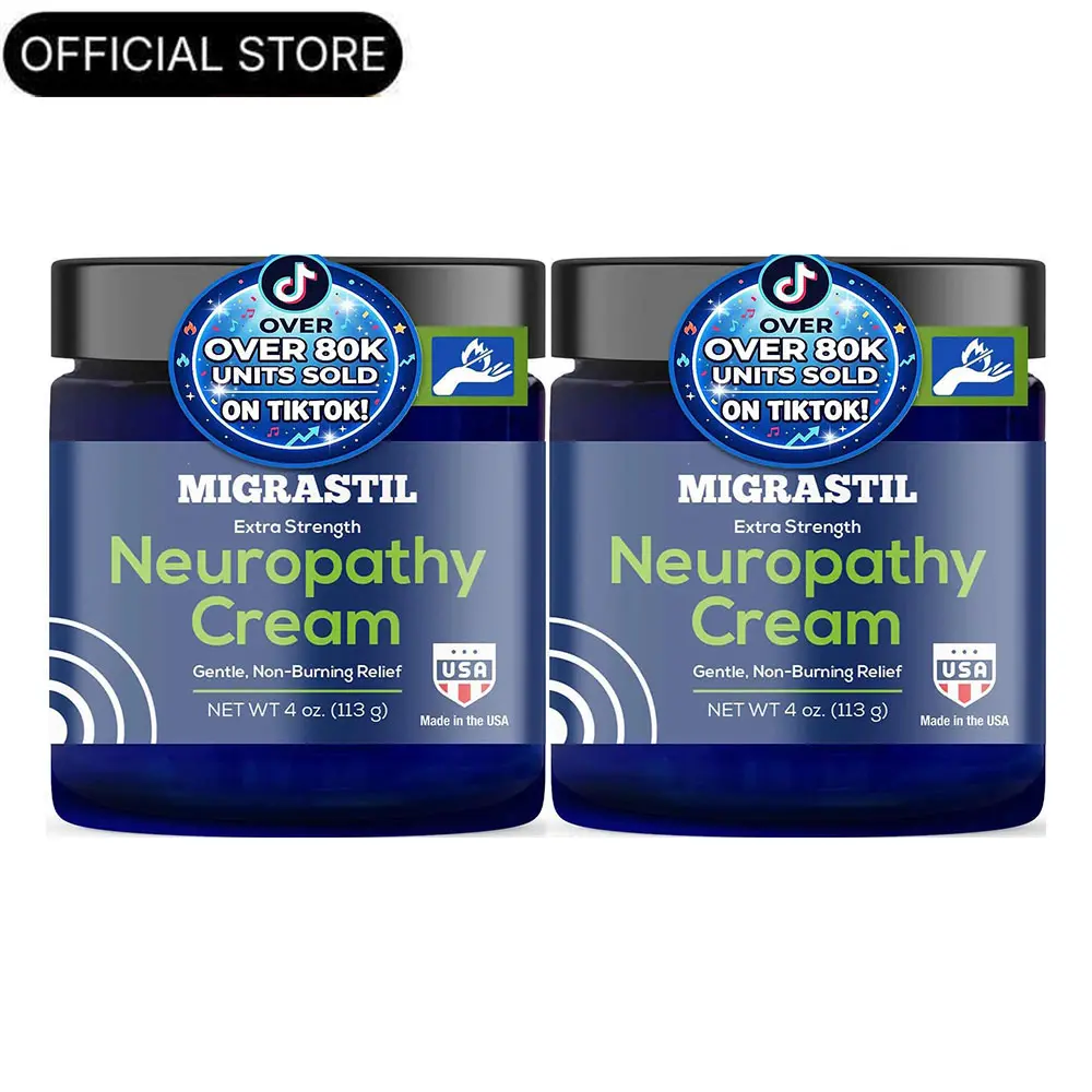 2 Bottles Migrastil Neuropathy Cream - Soothing Cream for Feet, Legs, Hands, Etc. Aloe Shea Butter Gentle Clove Moisturizing Body Care Daily