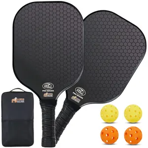 Gorilla Gear USAPA Approved Pickleball Paddles Set, Indoor Court, Fiberglass Shock Absorbent Racket with Comfortable Grip, Includes 4 Balls and Bag, Outdoor Sport Pickle Ball Paddles, Gym Equipment