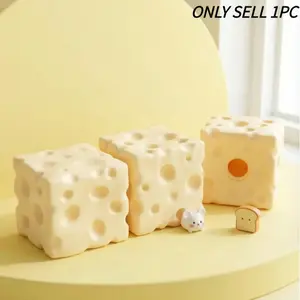 7cm Square Ultra-Thin Cheese Ball Stress Relief Toy, Squishies, Stress Relief Squishy, Stress Relief Fidget, Tpr Shell, No Filling, DIY Cheese Skin, Birthday/halloween Gift, Teenager Relaxation Gift