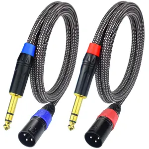 1/4" TRS to XLR Male Patch Cable, 3.3Feet Quarter Inch 6.35mm to 3pin XLR Male Microphone Cable, Heavy Duty Nylon Braided, Gold Plated Plug, for Mixer, Speaker, Studio Monitor -2Pack