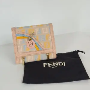 Pre-owned Canvas Wallet Vintage Fendi Zucchino 2006 Trifold Multicolor Wallet