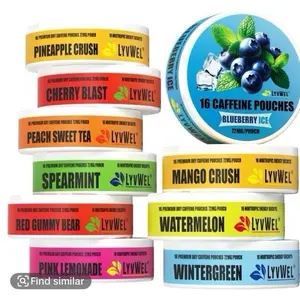 8 PackCaffeine pouches 72mg - Pink Lemonade, Strawberry, Pineapple Crush, Watermelon, Cherry Blast, Mango and Mint Beverage Drink energy Sugar-Free Sport Fruit Caffeine Energy Drink Mood Sports Drink Tropical Punch