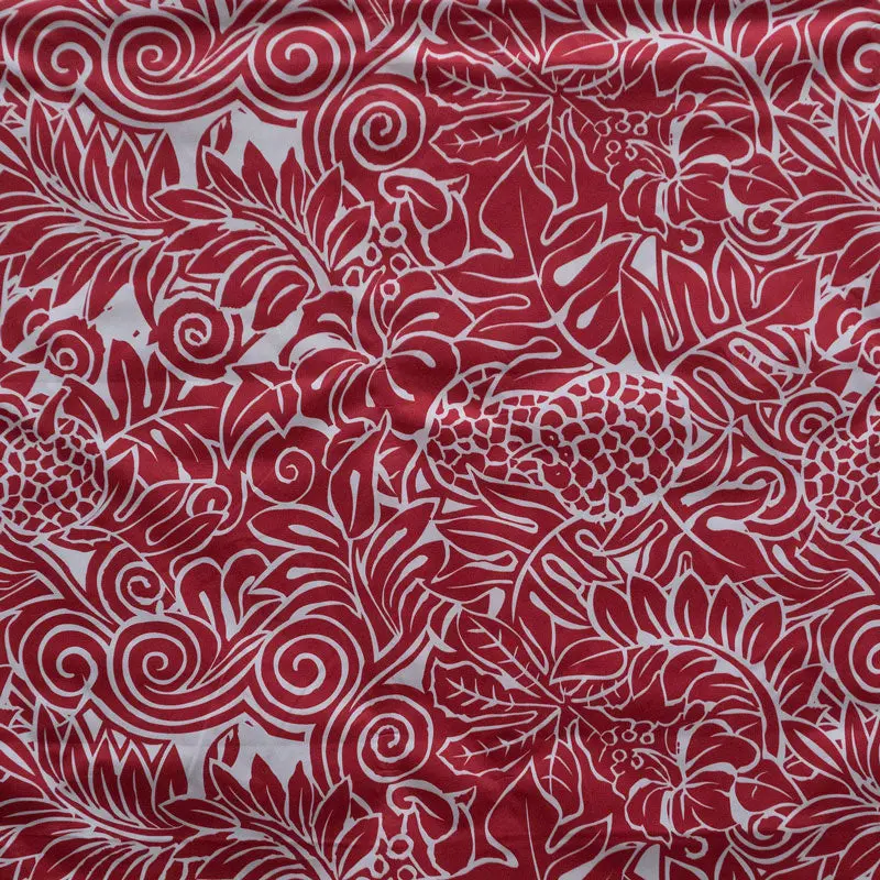 Pacific Islander Tropical Flowers Polyester Fabric - All-Over Print, Machine Washable, for Sewing, Home Furnishings