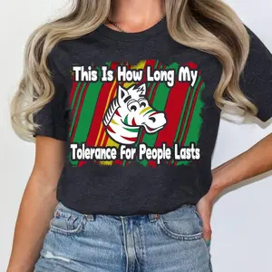 [100% Cotton] This Is How Long My Tolerance For People Last Shirt, Retro Funny Unisex Graphic Tee T-Shirt For Men And Women