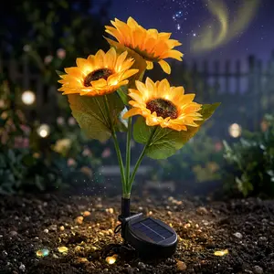 Perfect Mother's Day Gift! Everlasting Solar Sunflower Lights-Realistic Garden Decor(pack of 2),IP65 Waterproof, Auto LED Garden Yard Art & Pathway Lighting,decorative lamp,night light,solar outdoor lights,sunsetlamps,sensor lights Zero Electricity Cost