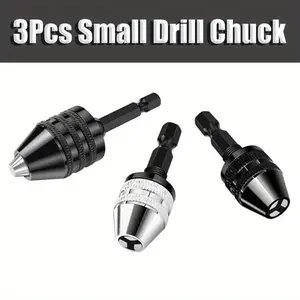 Pack Of 3 Drill Bit Adapter with 1/4 Hex Shank - Small Drill Chuck Extension for Impact Driver (0.6-8mm,0.3-3.6mmX2) Durable Construction, Drill Accessories