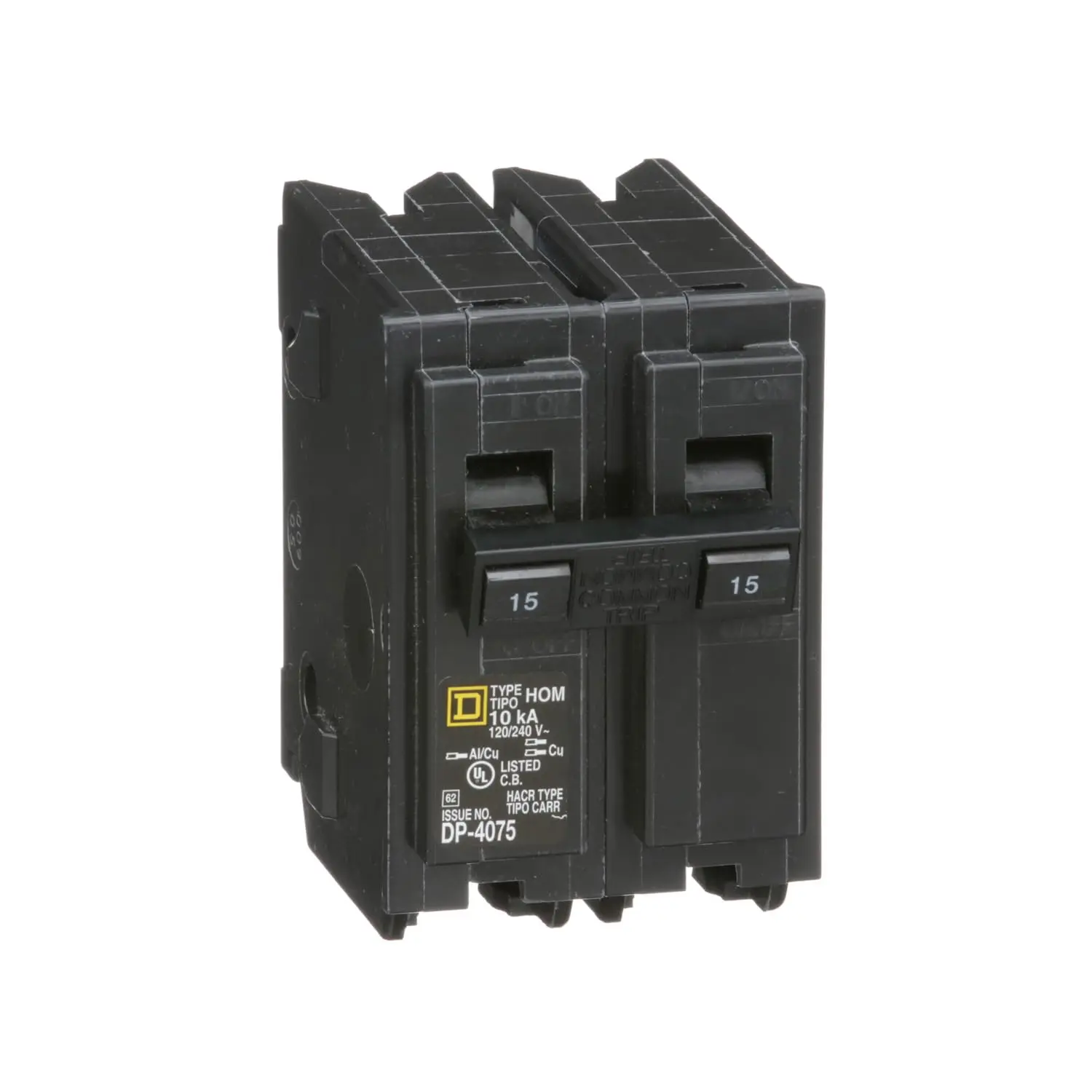 Square D Homeline HOM215 Genuine OEM 15A Double-Pole 120/240V Thermal Magnetic Trip Circuit Breaker, 10 kAIC, Plug-In Design, for Residential & Light Commercial Electrical Use, Residential Use