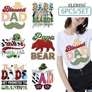 6pcs Happy Father's Day Foil Heat Transfer, DTF Transfer Foil. Perfect for T-shirts, hoodies, jeans, backpacks, and pillows. Machine washable plastic | Washable plastic transfer paper suitable for both men and women.