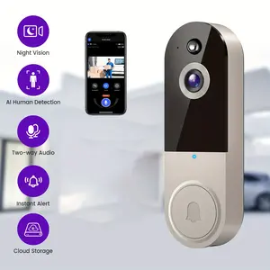 Wireless Smart Doorbell 1440P WiFi Camera Night Vision AI Snapshot Rechargeable Battery Two-way Intercom Photo Video Local Storage