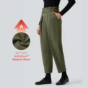 Halara SoftlyZero Plush Thermal Super High Waisted Belted Tapered Work Pants with Pockets