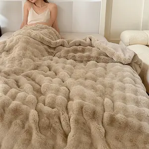 Comfortable Bubble Texture Blanket, Plush Soft Cover Blanket, Lightweight Warm Bed Blanket, Multiple Colors Available, King/queen Size