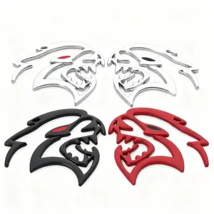 Hugexpen 2pcs Metal Car Logo for SRT Models with Red Eyes Durable Stylish Auto Emblem Alloy Material Hugexpen 2pcs Metal Car Logo for SRT Models with Red Eyes Durable Stylish Auto Emblem Alloy Material