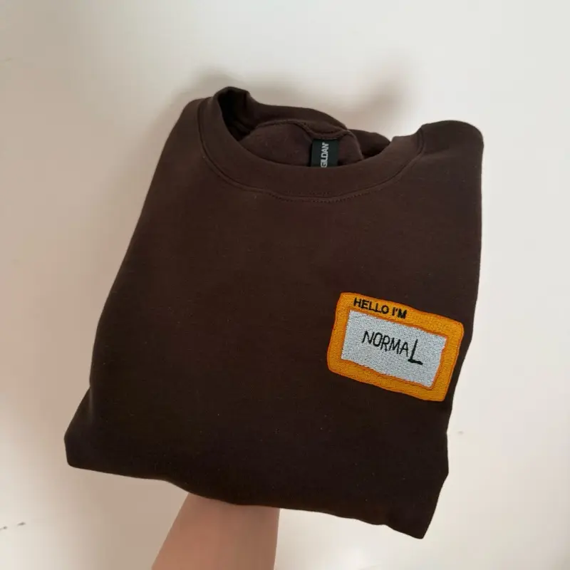 Hi I’m Normal Embroidered Meme Sweatshirt Crewneck Tops